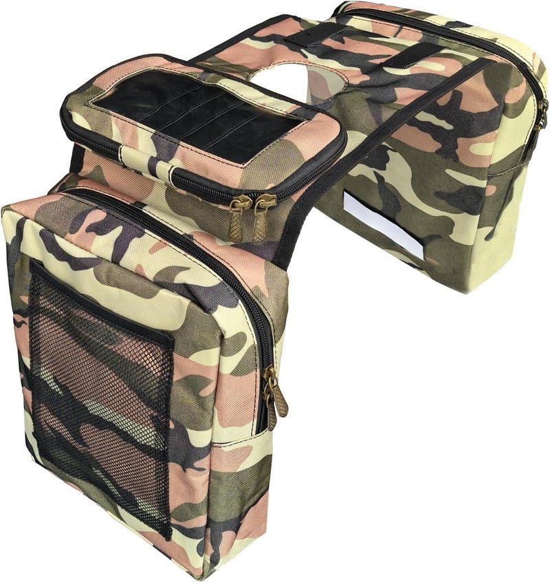 Vanlison ATV Tank Bag Saddle Bag Waterproof Motorcycle Bag Compatible with Snowmobile Sportsman Scrambler FourTrax Grizzly UTV Hanging Storage Bag Camo Brown - Image 1